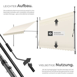 Klemmmarkise beige 350 x 180 cm