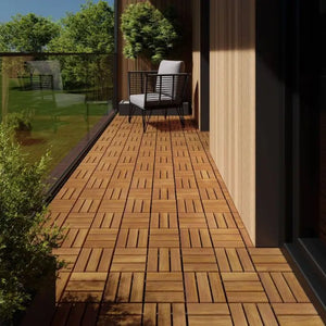 Terrassenfliesen Tabula Akazienholz 12 Lamellen braun 31 x 31 cm, 40 Stück