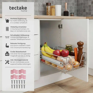 Teleskopschublade verchromt grau für 40 cm Schränke, 2er Set