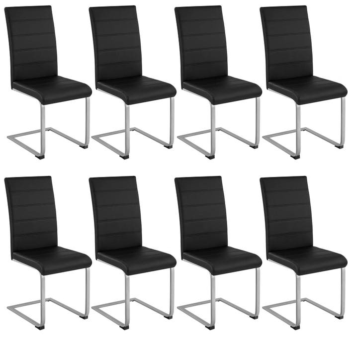 Ensemble de 8 chaises cantilever Bettina, noires 