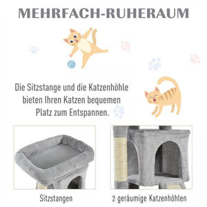 Kratzbaum Katzenkratzbaum mit Sisalsäulen Katzenbaum Hellgrau