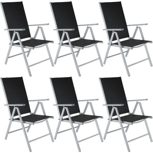 6 Aluminium Gartenstühle - schwarz / silber