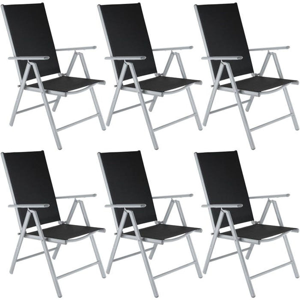 6 Aluminium Gartenstühle - schwarz / silber