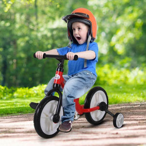 Laufrad Kinderfahrrad Lauflernrad 2-in-1 Stützräder Pedale 2-5 Jahre PP Rot