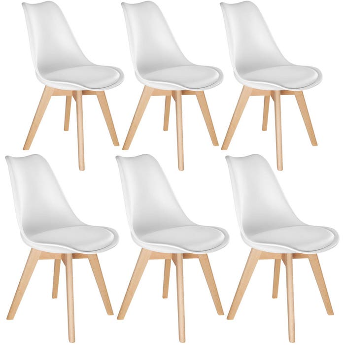 Ensemble de chaises de salle à manger Frederikke, blanc, ensemble de 6 pièces 