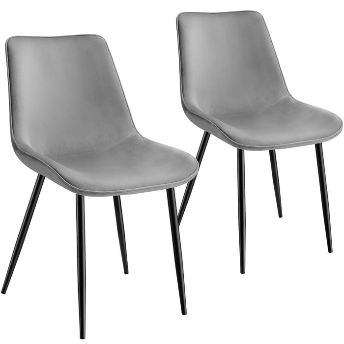Ensemble de 2 chaises Monroe, aspect velours, grises