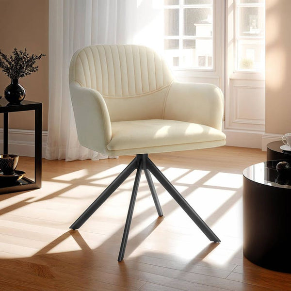 Samt-Drehstuhl Lona creme/schwarz pro Stück