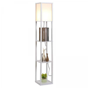 Stehleuchte Beleuchtung mit 3 Regalen E27 bis 40W E1-MDF Weiss