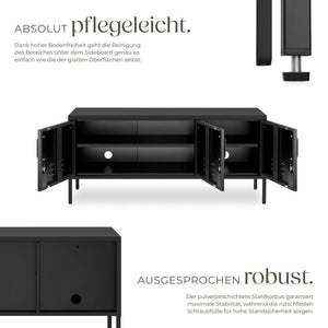 Sideboard Baker Metall abschliessbar schwarz 120 x 37,5 x 55,5 cm