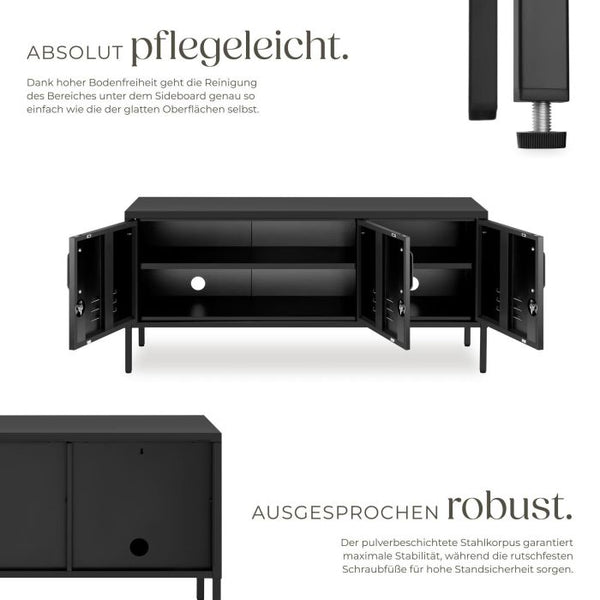 Sideboard Baker Metall abschliessbar schwarz 120 x 37,5 x 55,5 cm