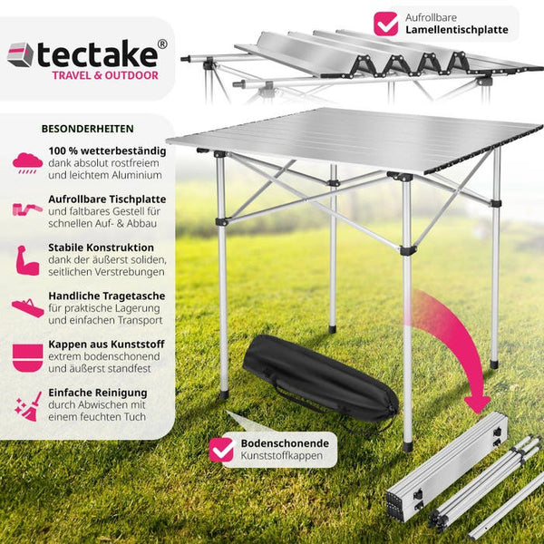 Camping Klapptisch aus Aluminium inkl. Tasche 70x70x70cm