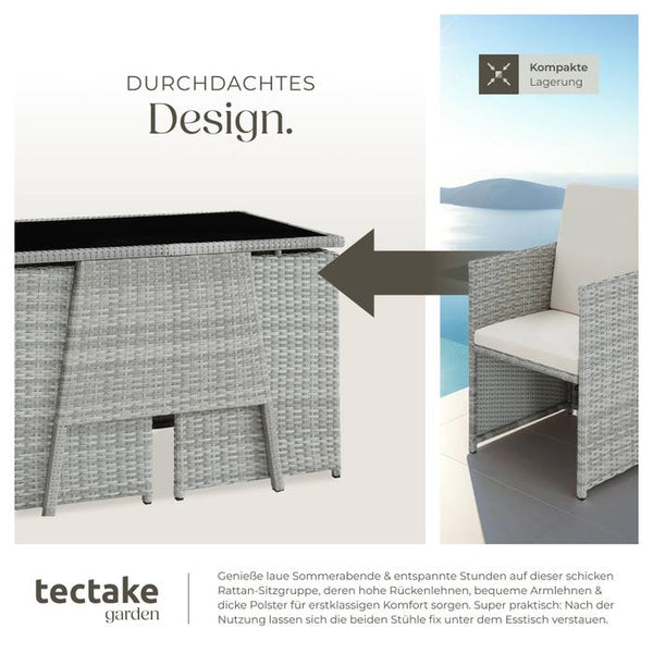 Rattan Sitzgruppe Lausanne hellgrau