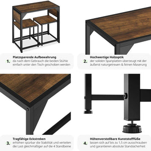 Sitzgruppe Milton Industrial Holz dunkel, rustikal