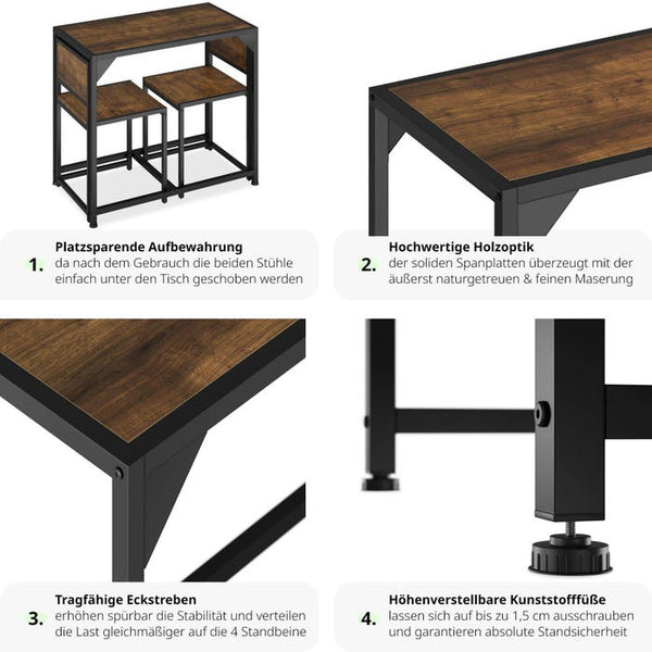 Sitzgruppe Milton Industrial Holz dunkel, rustikal