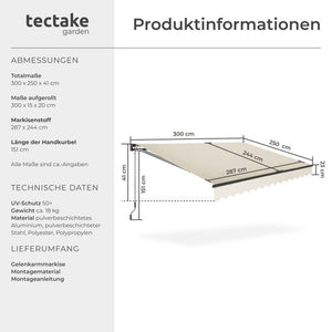 Gelenkarmmarkise Ornella beige 300 x 250 cm