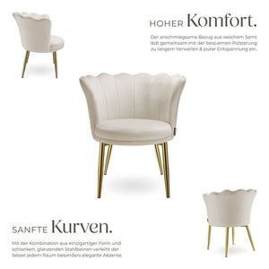 Sessel Stella Samt creme/gold