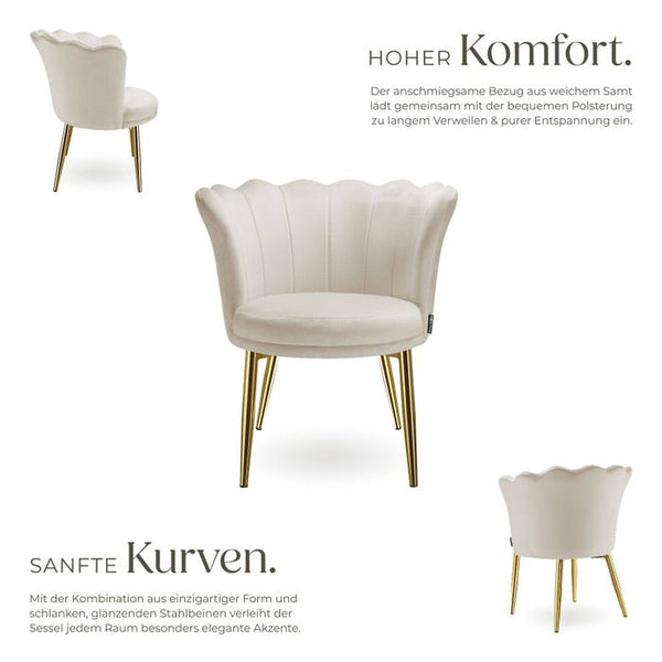 Sessel Stella Samt creme/gold