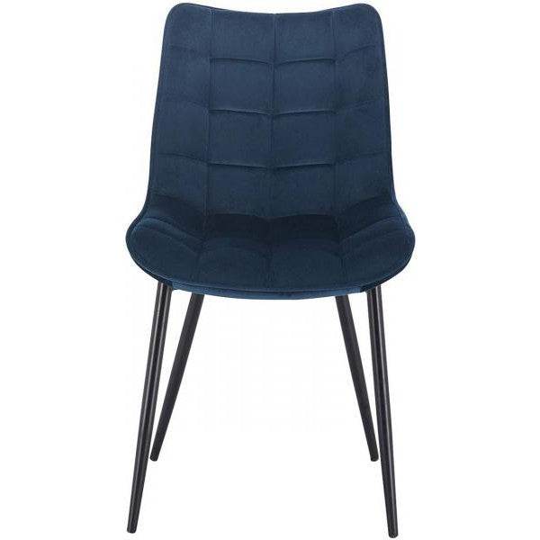 4er-Set Küchenstuhl mit Rückenlehne aus Samt Metallbeine Elif blau