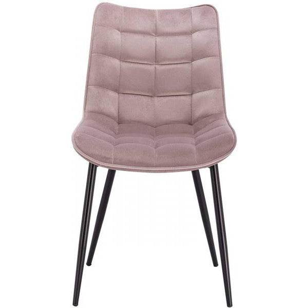 4er-Set Küchenstuhl mit Rückenlehne aus Samt Metallbeine Elif rosa