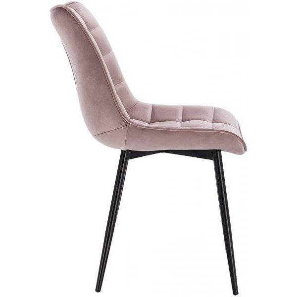 4er-Set Küchenstuhl mit Rückenlehne aus Samt Metallbeine Elif rosa
