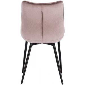 4er-Set Küchenstuhl mit Rückenlehne aus Samt Metallbeine Elif rosa