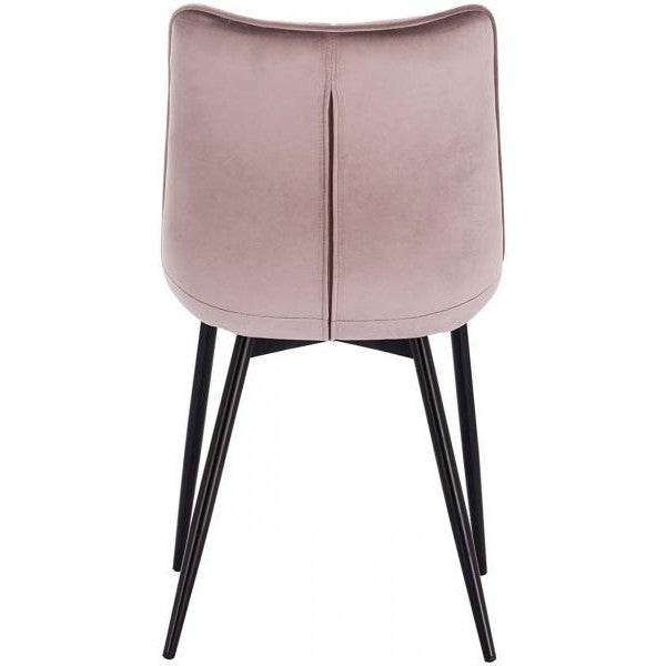 4er-Set Küchenstuhl mit Rückenlehne aus Samt Metallbeine Elif rosa