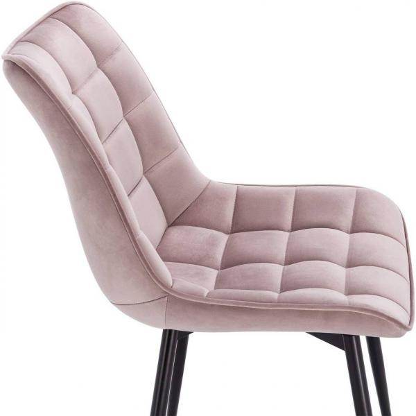 4er-Set Küchenstuhl mit Rückenlehne aus Samt Metallbeine Elif rosa