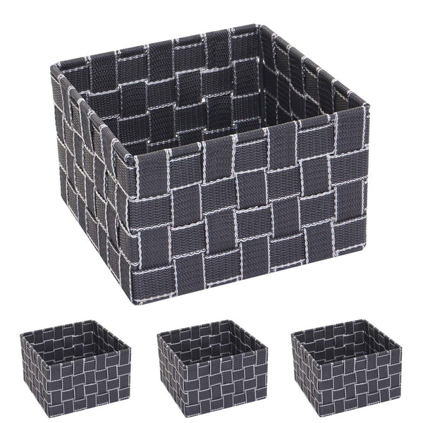 4er-Set Aufbewahrungskörbe Regalkorb Deko 12x19x19cm dunkelgrau
