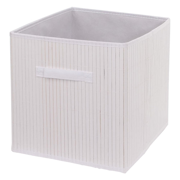 4er-Set Faltboxen Bambus Aufbewahrung Ordnungsbox 32x32x32cm weiss