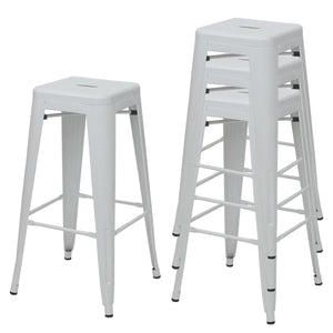 4er-Set Barhocker Metall Industriedesign stapelbar weiss