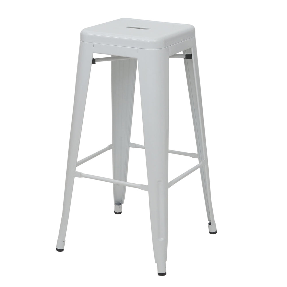 4er-Set Barhocker Metall Industriedesign stapelbar weiss