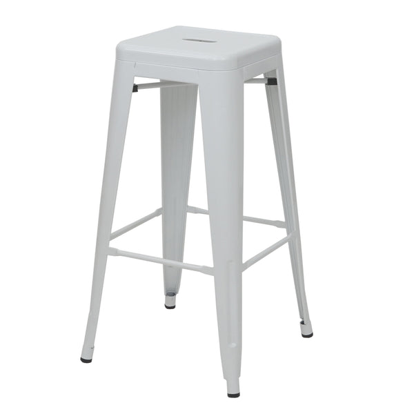 4er-Set Barhocker Metall Industriedesign stapelbar weiss