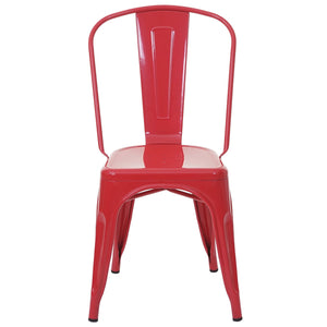 4er-Set Bistrostühle Metall Industriedesign stapelbar rot