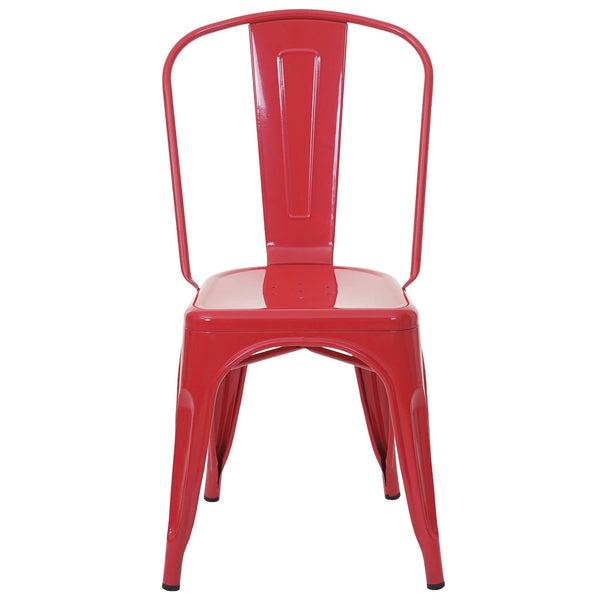 4er-Set Bistrostühle Metall Industriedesign stapelbar rot