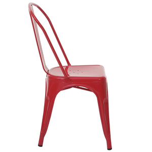 4er-Set Bistrostühle Metall Industriedesign stapelbar rot
