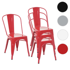 4er-Set Bistrostühle Metall Industriedesign stapelbar rot