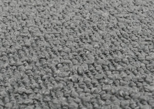 4er-Set Esszimmerstühle Bouclé Holzbeine natur Hochlehner grau