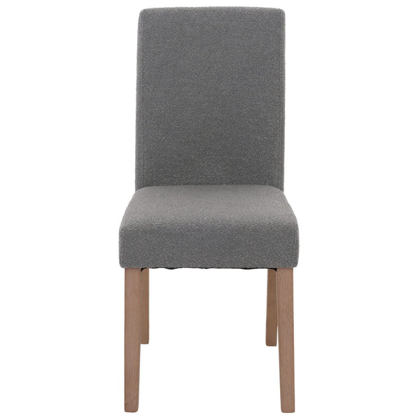 4er-Set Esszimmerstühle Bouclé Holzbeine natur Hochlehner grau