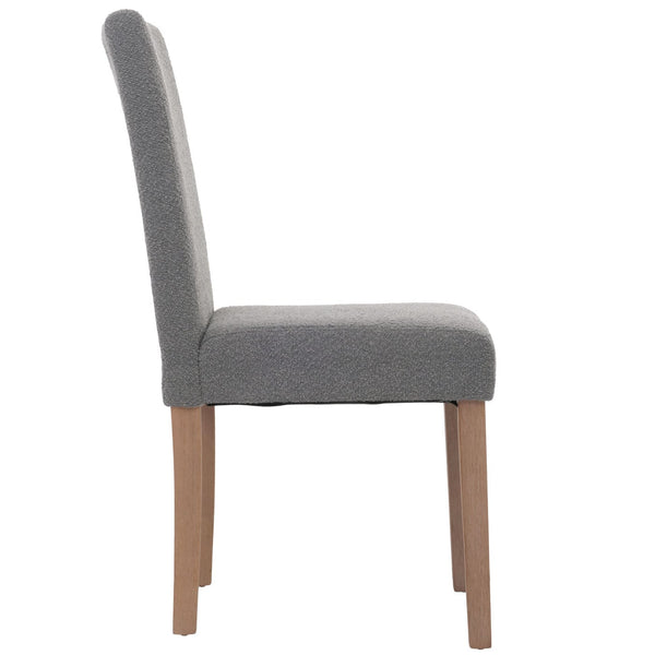 4er-Set Esszimmerstühle Bouclé Holzbeine natur Hochlehner grau