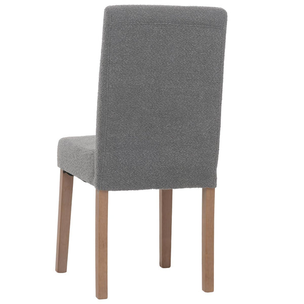 4er-Set Esszimmerstühle Bouclé Holzbeine natur Hochlehner grau