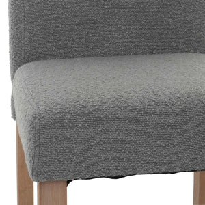 4er-Set Esszimmerstühle Bouclé Holzbeine natur Hochlehner grau