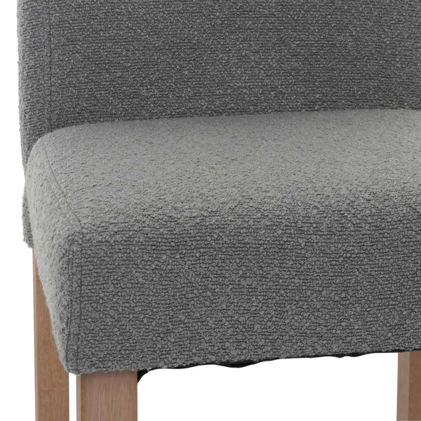 4er-Set Esszimmerstühle Bouclé Holzbeine natur Hochlehner grau