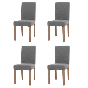 4er-Set Esszimmerstühle Bouclé Holzbeine natur Hochlehner grau