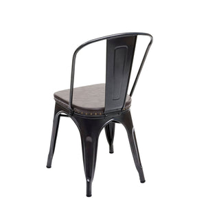 4er-Set Esszimmerstühle Chesterfield Kunstleder Industrial schwarz-braun