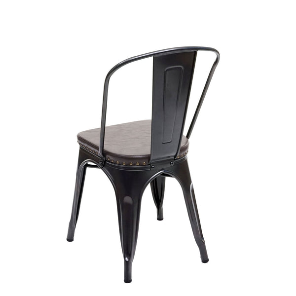 4er-Set Esszimmerstühle Chesterfield Kunstleder Industrial schwarz-braun