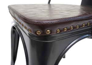 4er-Set Esszimmerstühle Chesterfield Kunstleder Industrial schwarz-braun