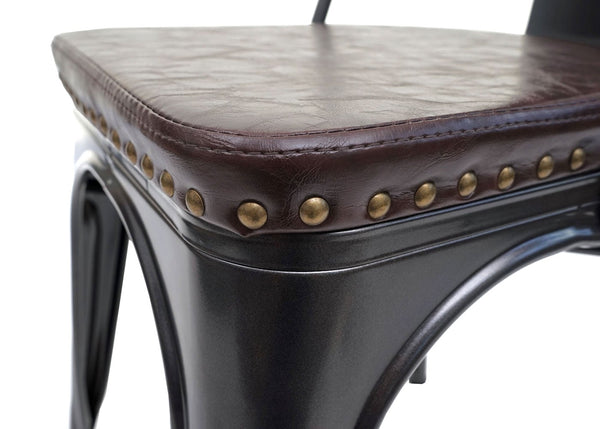 4er-Set Esszimmerstühle Chesterfield Kunstleder Industrial schwarz-braun