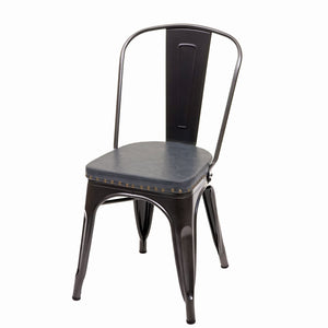 4er-Set Esszimmerstühle Chesterfield Kunstleder Industrial schwarz-grau