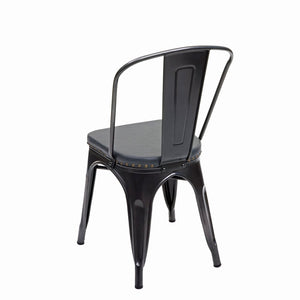 4er-Set Esszimmerstühle Chesterfield Kunstleder Industrial schwarz-grau