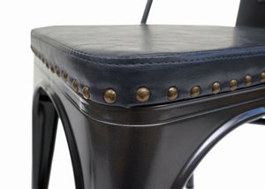 4er-Set Esszimmerstühle Chesterfield Kunstleder Industrial schwarz-grau